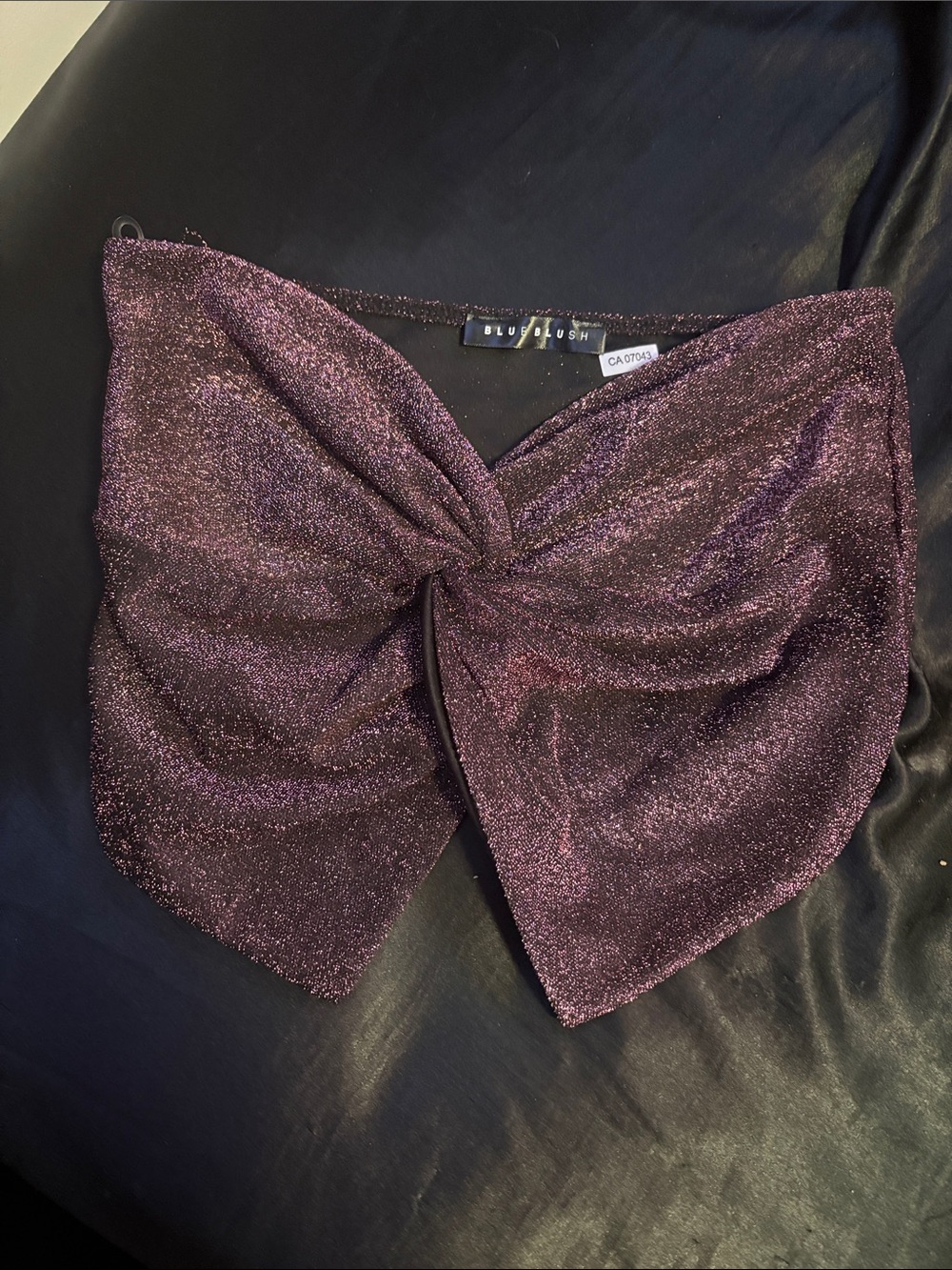 Sparkly plum Twist Front Crop Top